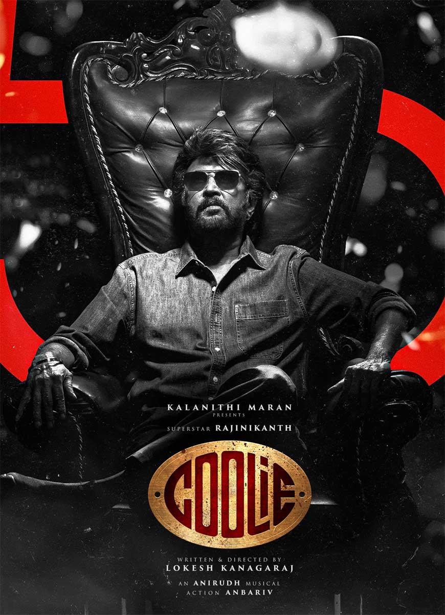 Rajinikanth in Coolie movie first look with golden gun and vintage style