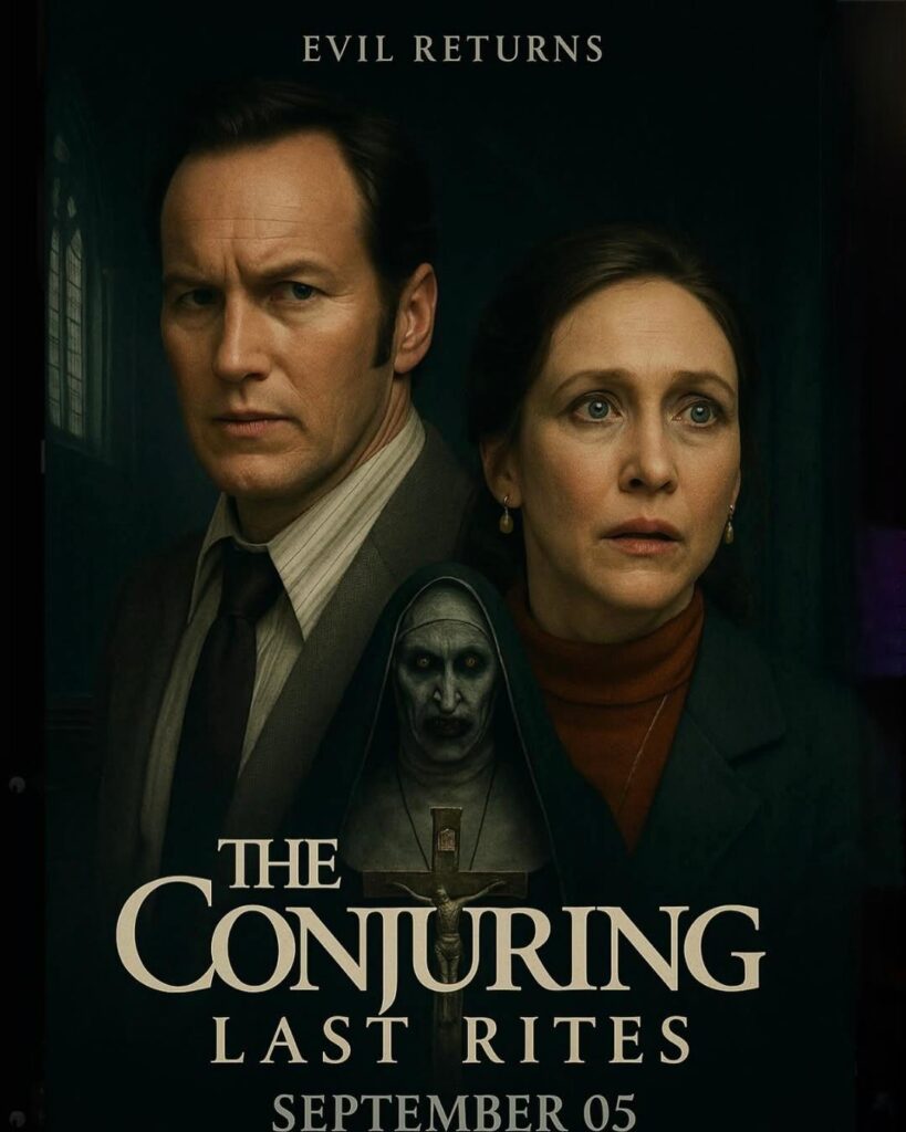 The Conjuring 4 Last Rites Horror Movie 2025 Poster with Patrick Wilson and Vera Farmig