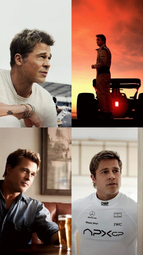 Brad Pitt in F1 Movie OTT Release Poster with Formula 1 Car