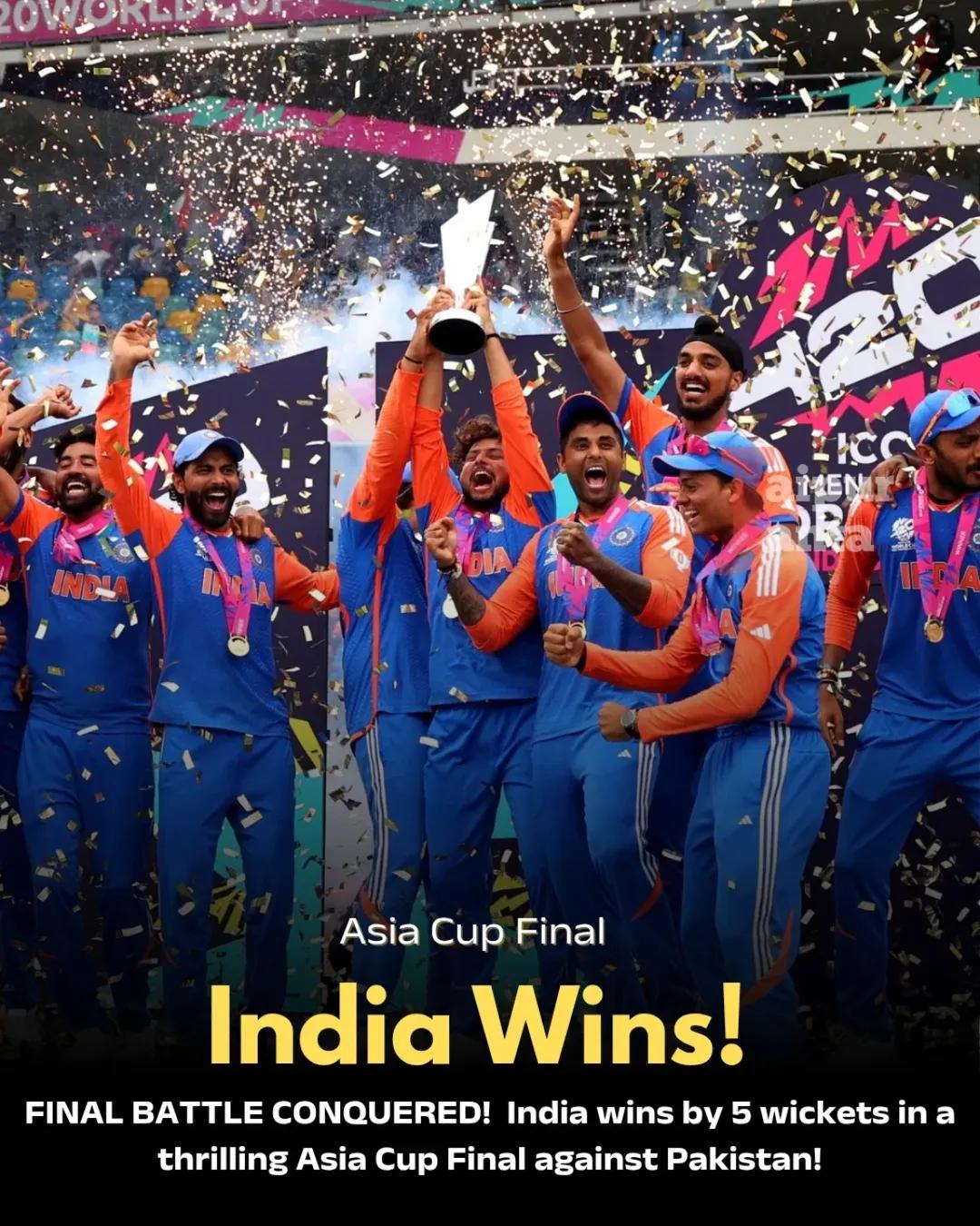 Asia Cup 2025 Final: India Ne Pakistan Ko 5 Wickets Se Haraya, Trophy Lift Celebration