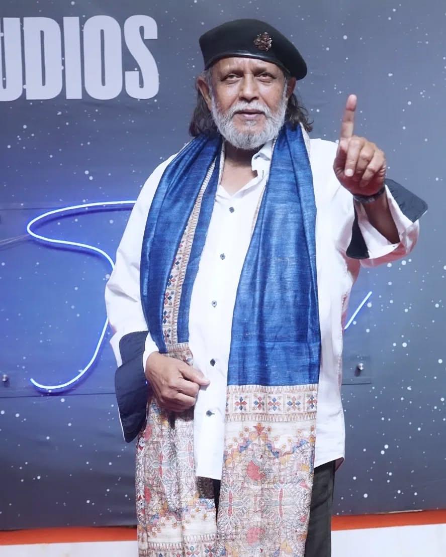 Mithun Chakraborty smiling in stylish outfit – Bollywood actor 2025 lifestyle and biography photo