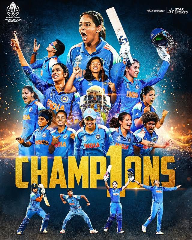 India Women celebrate after beating South Africa by 52 runs in the ICC Women’s World Cup 2025 Final