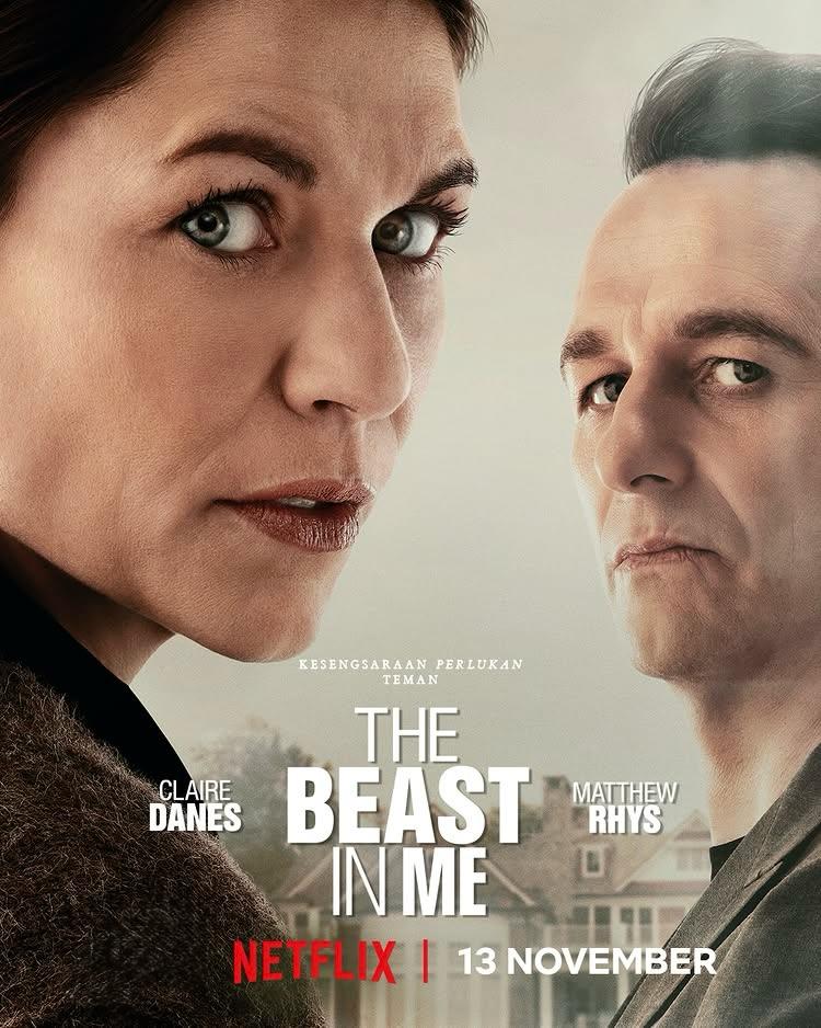 Claire Danes intense look from The Beast in Me psychological thriller series